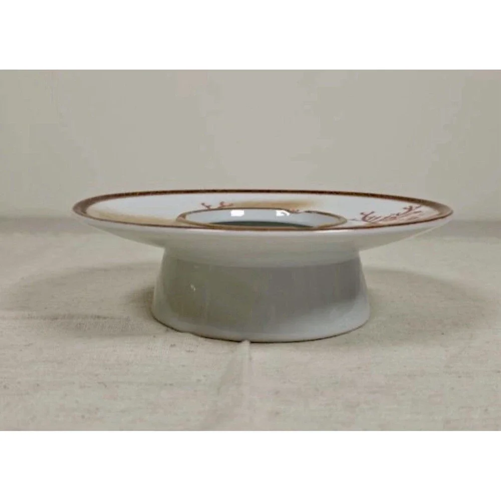Vintage Japanese Kutani Porcelain Ashtray Hand Painted Phoenix & Peony Gold Gilt